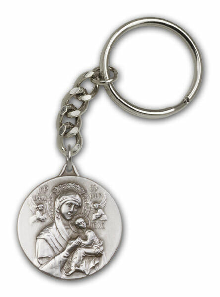 Our Lady of Perpetual Help Keychain - Silver Finish