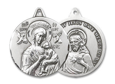 Our Lady of Perpetual Help Medal - Sterling Silver 1 3/8" x 1 1/4" Round Pendant (0203HSS)