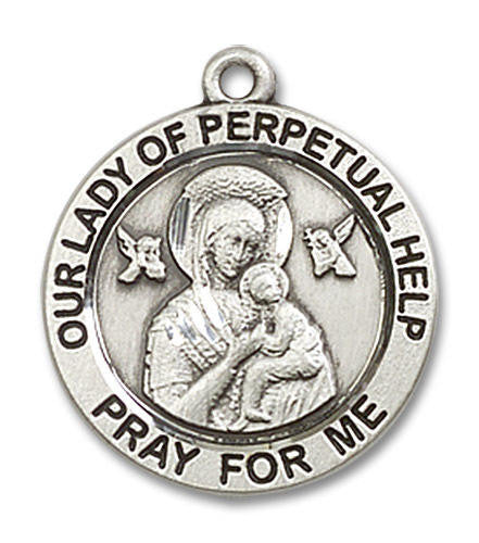 Our Lady of Perpetual Help Medal - Sterling Silver 3/4 x 3/4 Round Pendant 4062SS