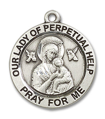 Our Lady of Perpetual Help Medal - Sterling Silver 3/4 x 3/4 Round Pendant 4062SS