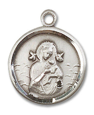 Our Lady of Perpetual Help Medal - Sterling Silver 5/8" x 1/2" Round Pendant (0601HSS)
