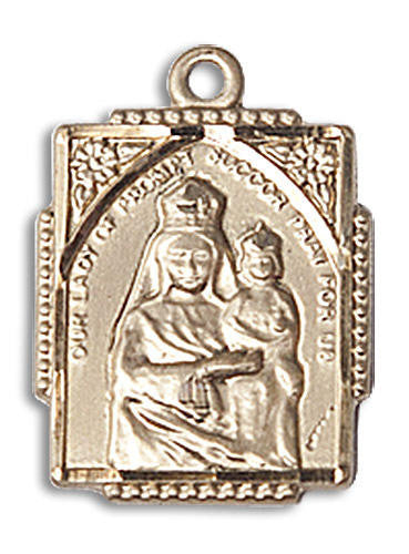 Our Lady of Prompt Succor Medal - 14kt Gold 3/4 x 1/2 Rectangular Pendant 0804PS