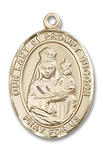 Our Lady of Prompt Succor Medal - 14kt Gold Oval Pendant 3 Sizes