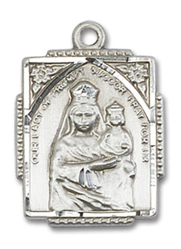 Our Lady of Prompt Succor Medal - Sterling Silver 3/4 x 1/2 Rectangular Pendant 0804PSSS