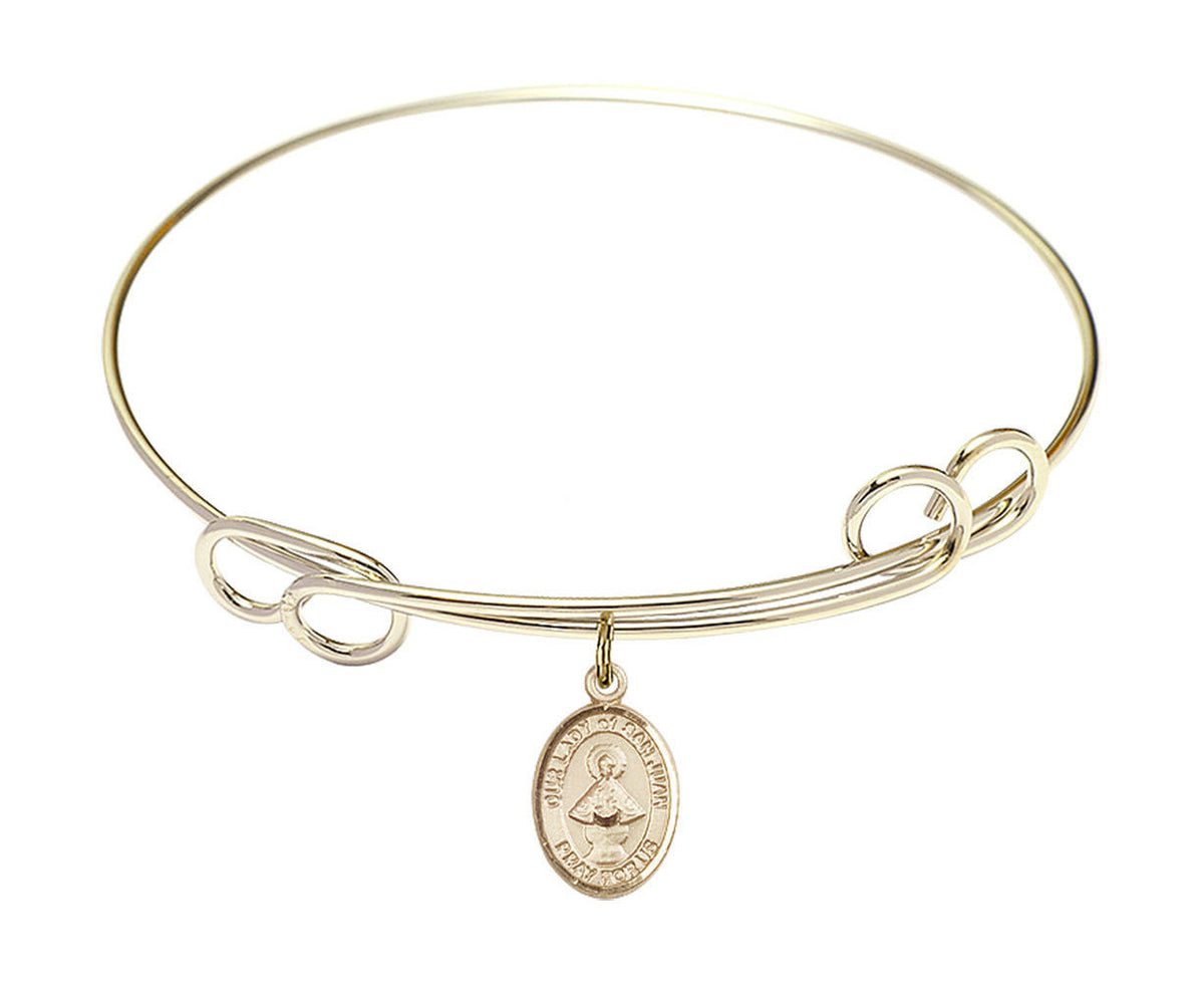Our Lady of San Juan Double Loop Bangle Bracelet - Gold-Filled Charm 9263GF