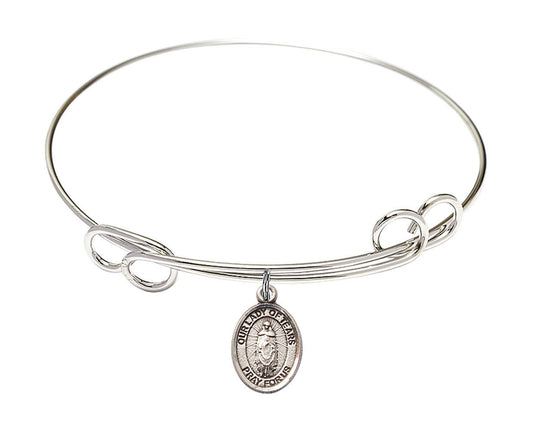 Our Lady of Tears Double Loop Bangle Bracelet - Sterling Silver Charm 9346SS