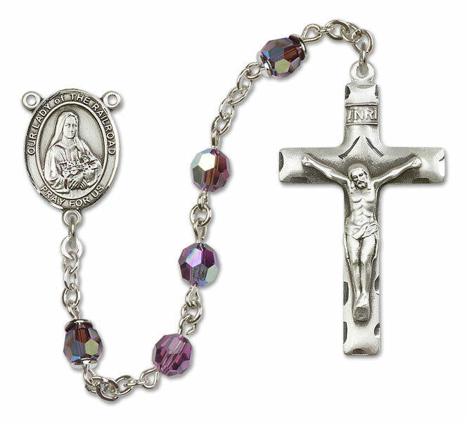 Our Lady of The Railroad Sterling Silver Rosary - 16 Color Options 8247/0644