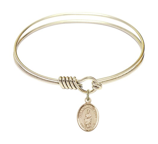 Our Lady of Victory Round Eye Hook Bangle Bracelet - Gold-Filled Charm - 6.25 Inch 9306GF
