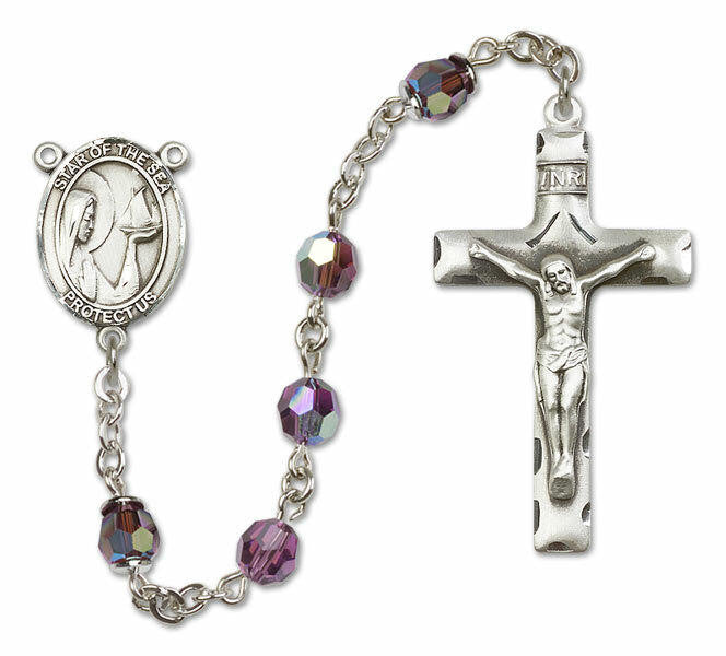 Our Lady Star of The Sea Sterling Silver Rosary - 16 Color Options 8101/0644