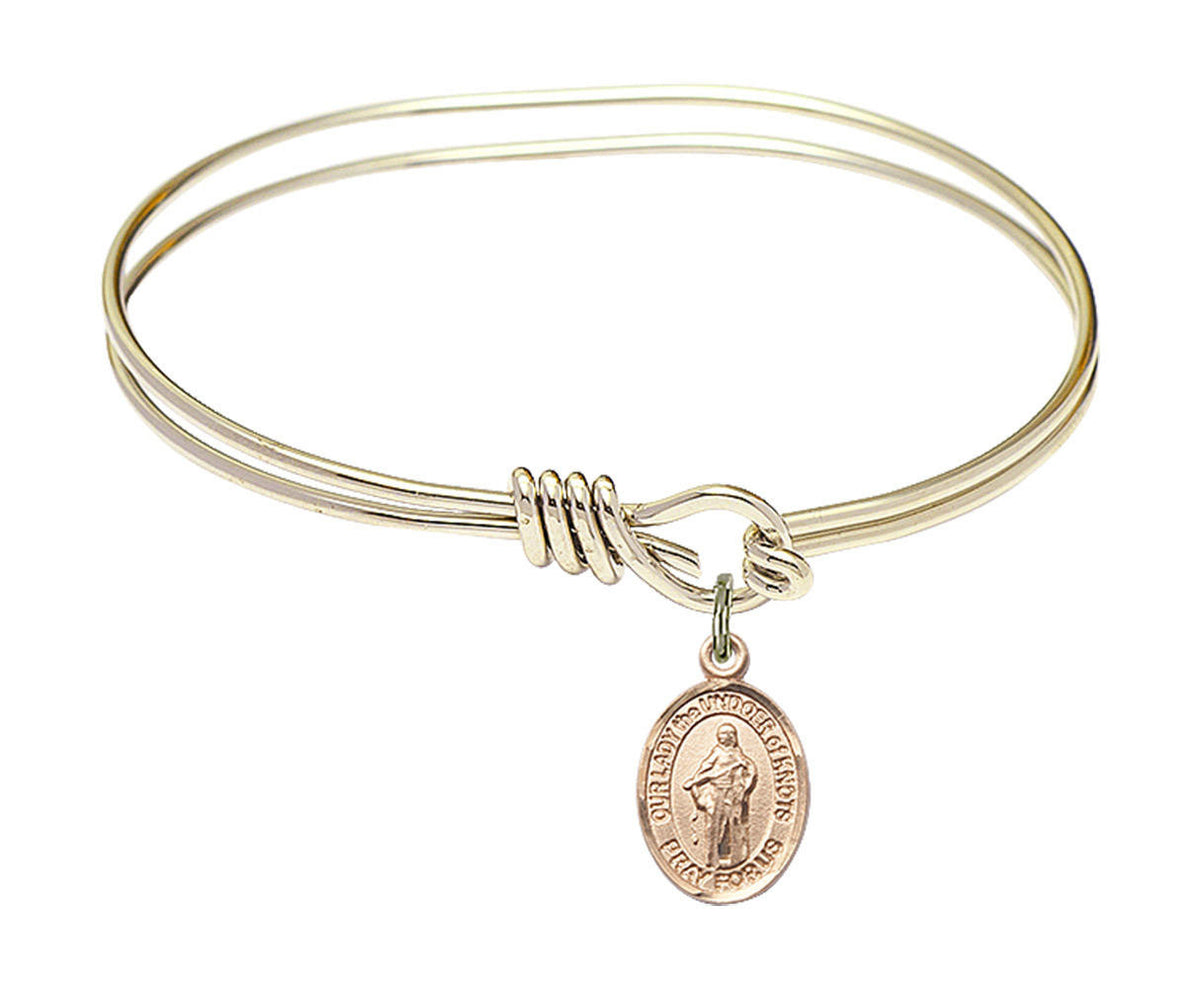 Our Lady The Undoer of Knots Eye Hook Bangle Bracelet - Gold-Filled Charm 9383GF