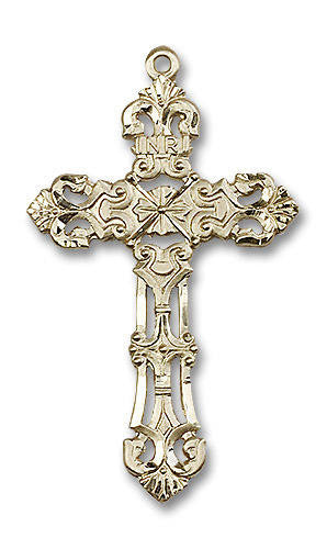 Oversized Embellished Cross Pendant - 14kt Gold 2 1/8 x 1 1/4 0648Y