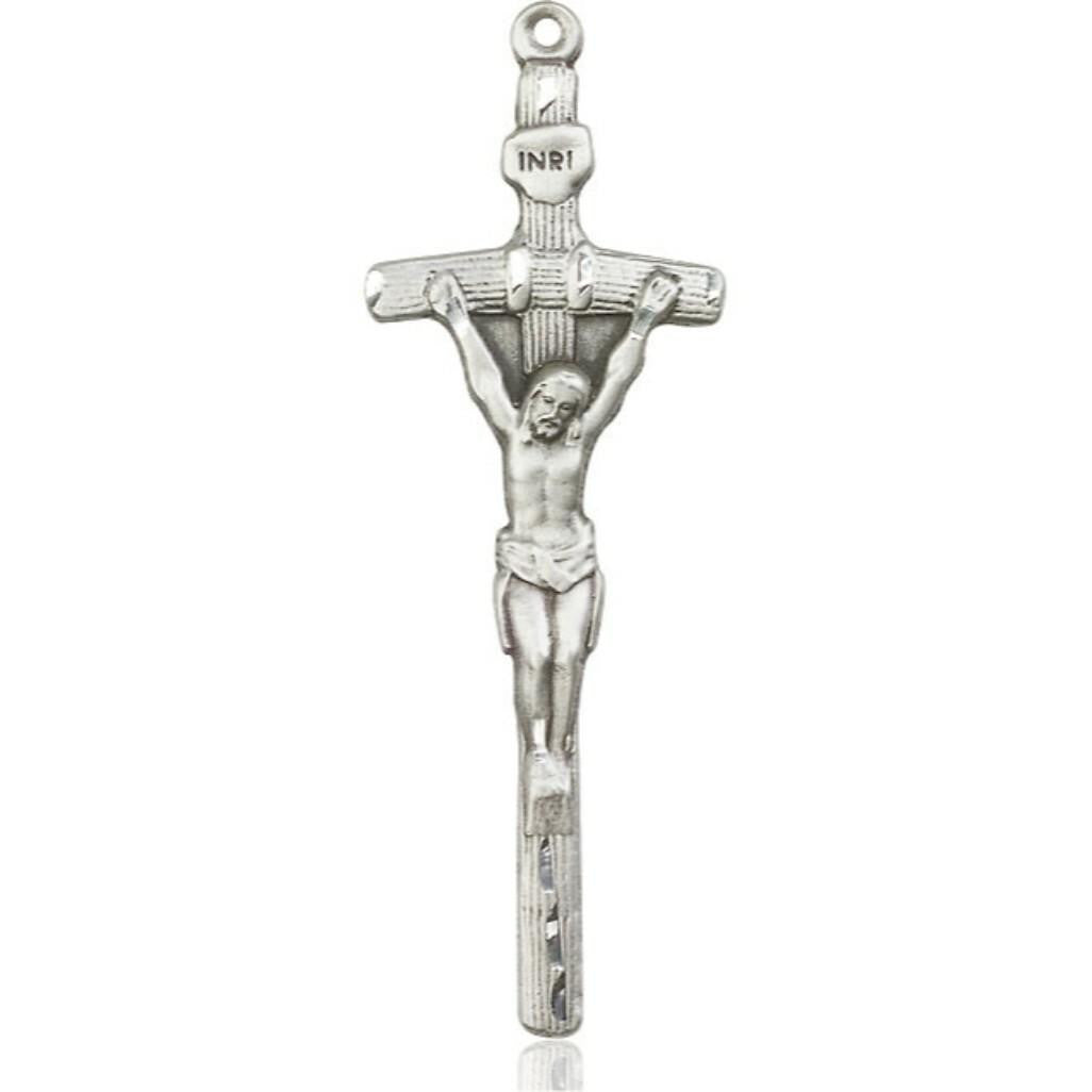 Papal Crucifix Pendant - Sterling Silver 3 Sizes