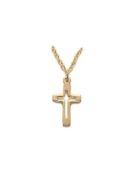 Pierced Cross Necklace - Gold-Filled Pendant on 18 Gold-Plated Chain SX1277GH