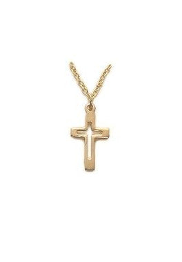 Pierced Cross Necklace - Gold-Filled Pendant on 18" Gold-Plated Chain (SX1277GH)