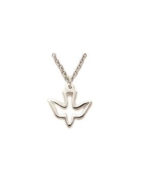 Pierced Dove Necklace - Sterling Silver Pendant On 16 Stainless Chain SM0371SH