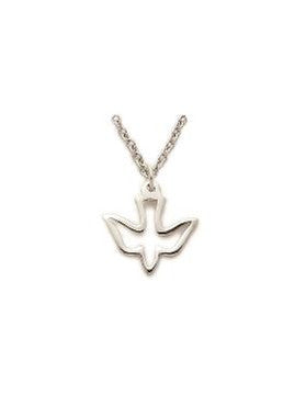 Pierced Dove Necklace - Sterling Silver Pendant On 16" Stainless Chain (SM0371SH)