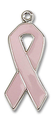 Pink Cancer Awareness Pendant - Sterling Silver 7/8 x 1/4 5151PKSS