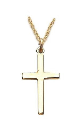 Plain Cross Necklace - Gold-Filled Pendant on 18" Gold-Plated Chain (SX0325GH)