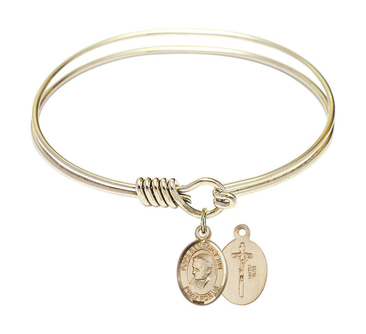 Pope Emeritus Benedict XVI Round Eye Hook Bangle Bracelet - Gold-Filled Charm - 6.25 Inch 9235GF