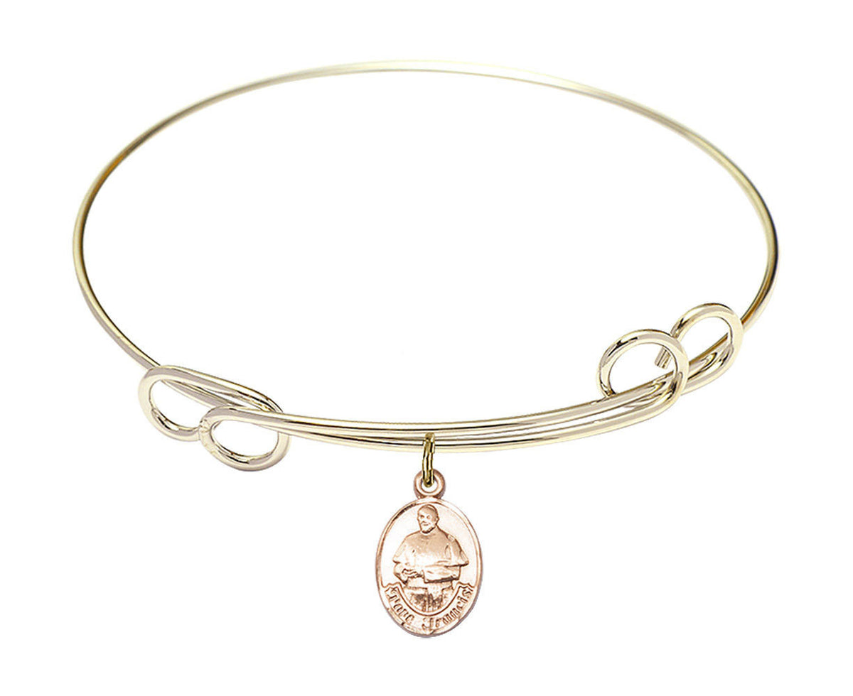 Pope Francis Double Loop Bangle Bracelet - Gold-Filled Charm 9451GF