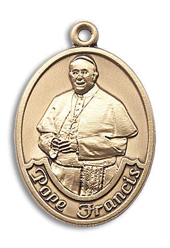 Pope Francis Medal - 14kt Gold Oval Pendant 2 Sizes