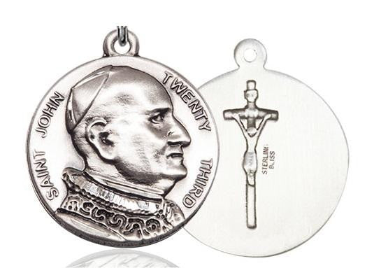 Pope St John XXIII Medal - Sterling Silver 1 x 7/8 Round Pendant 1008SS