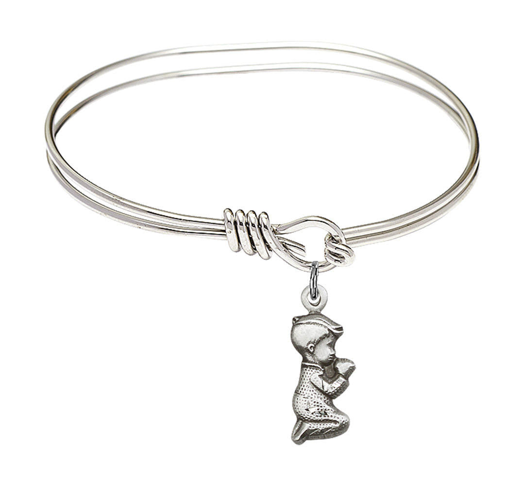 Praying Boy Eye Hook Bangle Bracelet - Sterling Silver Charm 4263SS
