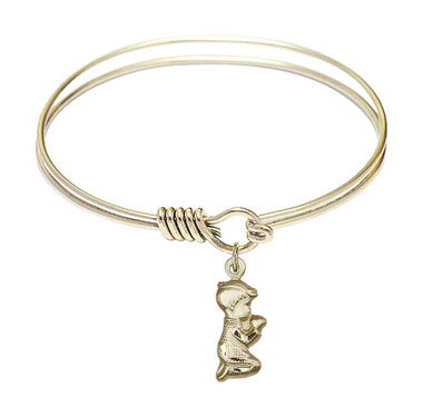 Praying Boy Round Eye Hook Bangle Bracelet - Gold-Filled Charm - 6.25 Inch  (4263GF)