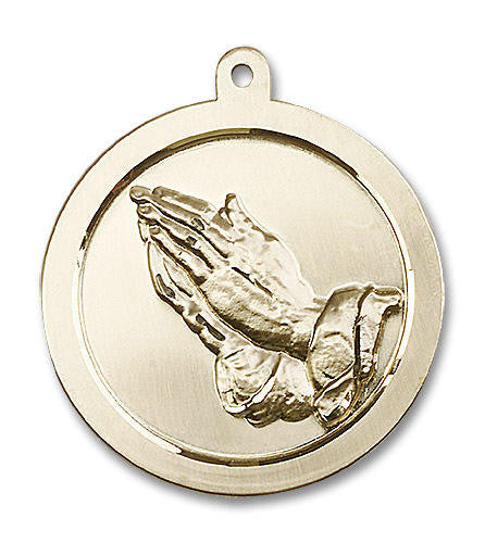 Praying Hand Medal - 14kt Gold 1 5/8 x 1 3/8 Pendant 2031