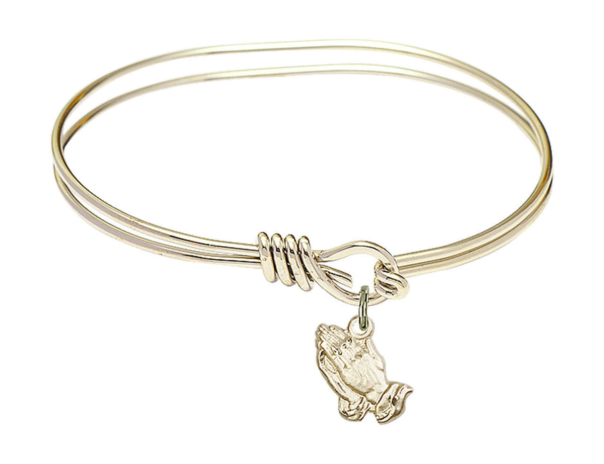 Praying Hands Eye Hook Bangle Bracelet - Gold-Filled Charm 0220GF