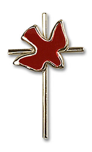 Red Holy Spirit Cross Pendant - 14kt Gold 3/4 x 1/2 1812R