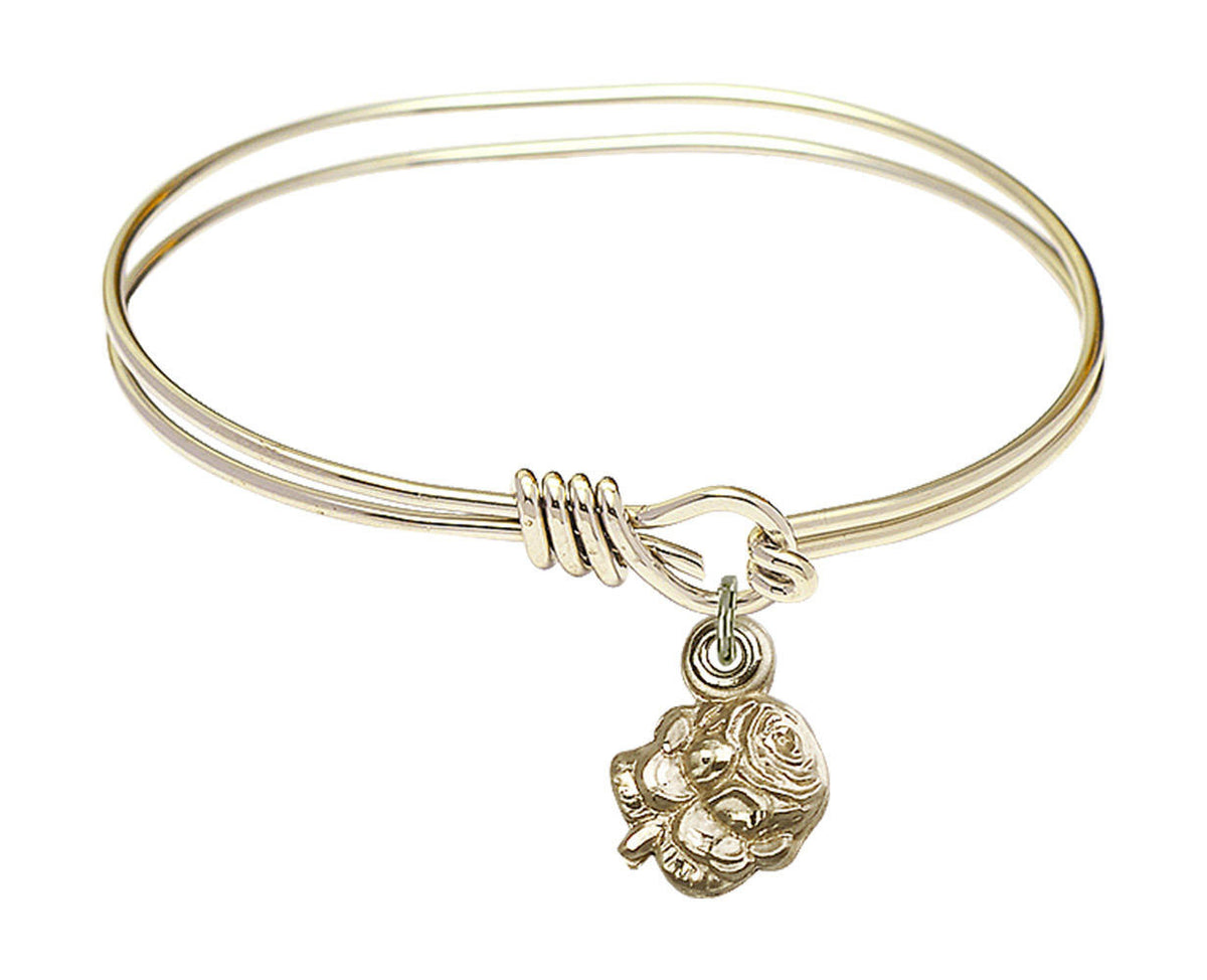 Rosebud Eye Hook Bangle Bracelet - Gold-Filled Charm 0202GF