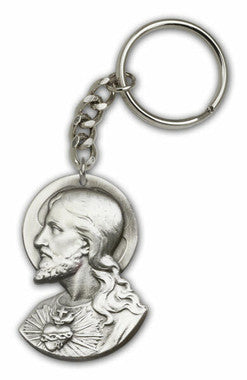 Sacred Heart of Jesus Keychain - Silver Finish