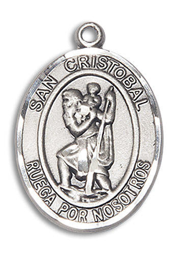 San Cristobal Medal - Sterling Silver Oval Pendant 2 Sizes