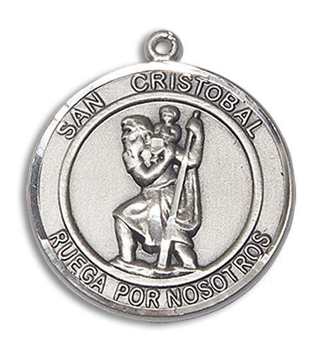 San Cristobal Medal - Sterling Silver Round Pendant 2 Sizes