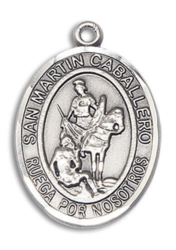 San Martin Caballero Medal - Sterling Silver Oval Pendant 2 Sizes