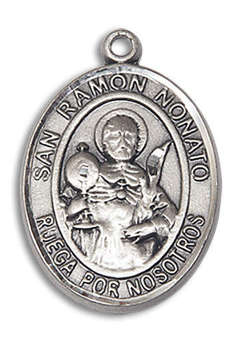 San Raymon Nonato Medal - Sterling Silver Oval Pendant 2 Sizes