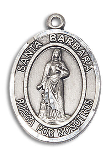 Santa Barbara Medal - Sterling Silver Oval Pendant 2 Sizes