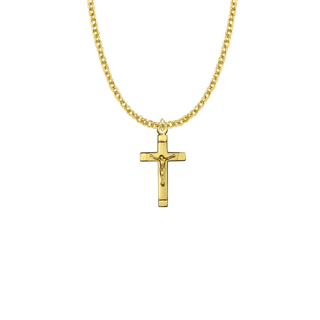 Satin Crucifix Necklace - 14K Gold-Filled Pendant On 18 Gold-Plated Chain SX7848GH