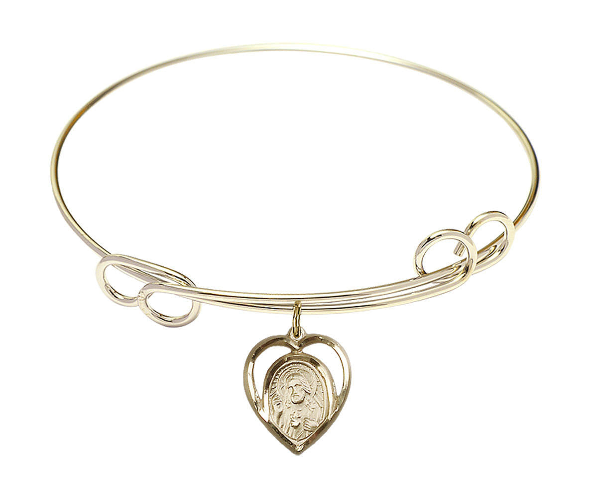 Scapular Double Loop Bangle Bracelet - Gold-Filled Charm 4126GF