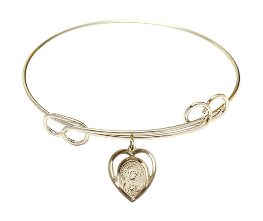 Scapular Double Loop Bangle Bracelet - Gold-Filled Charm 4126GF