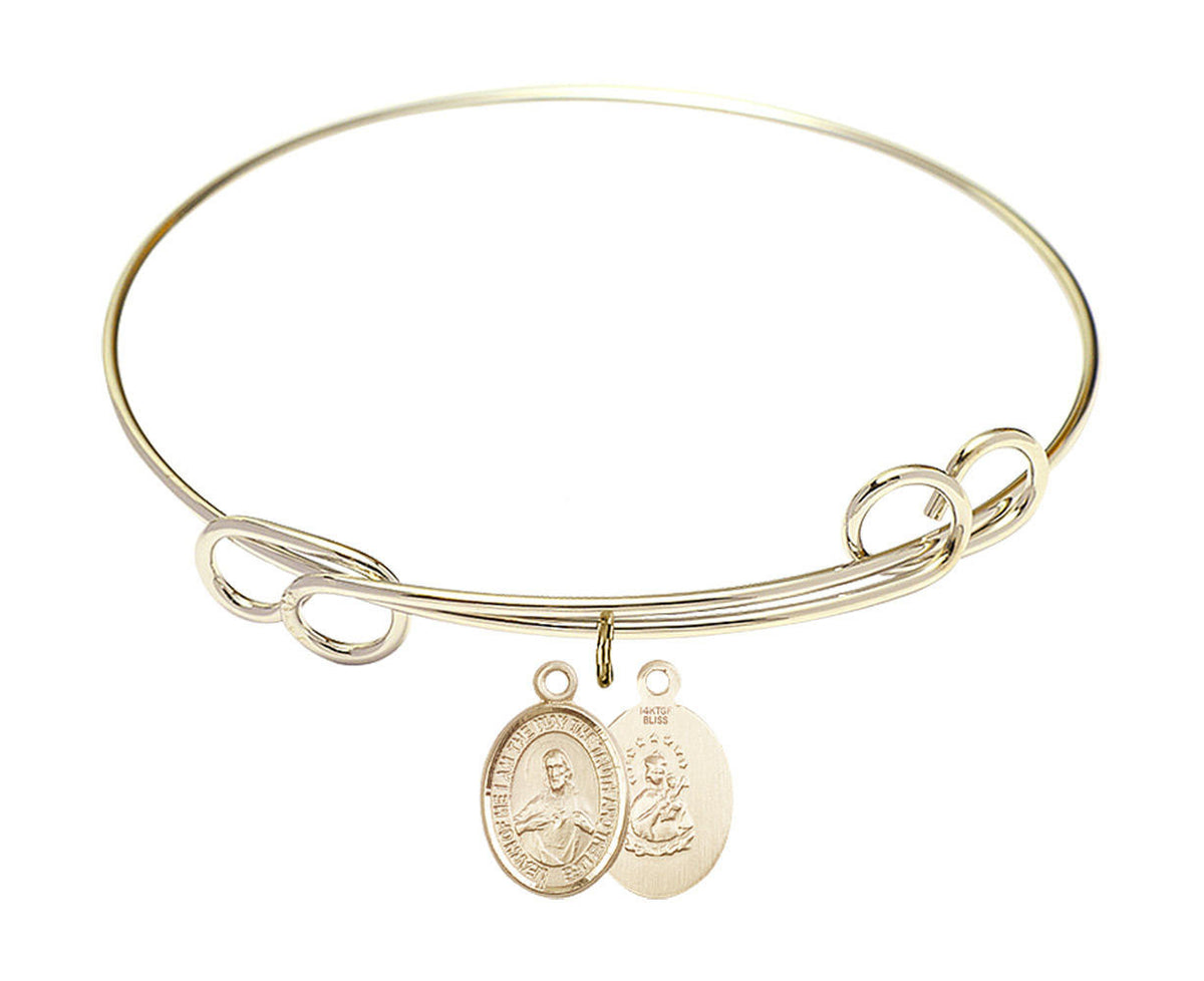 Scapular Double Loop Bangle Bracelet - Gold-Filled Charm 9098GF