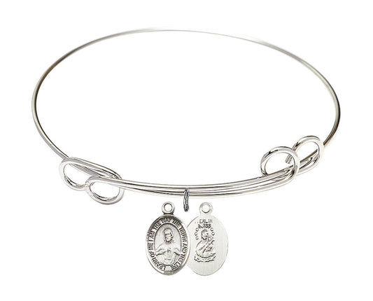 Scapular Double Loop Bangle Bracelet - Sterling Silver Charm 9098SS