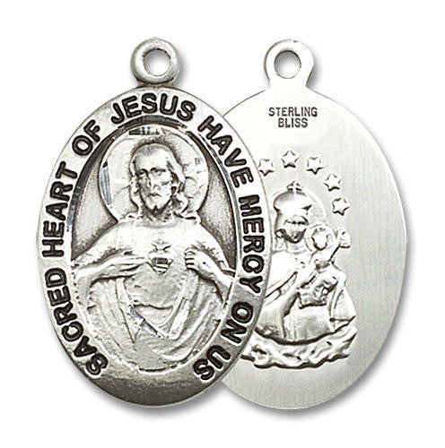 Scapular Medal - Sterling Silver 1 x 3/4 Oval Pendant 4028SS