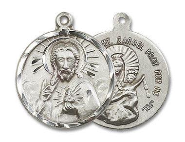 Scapular Medal - Sterling Silver 3/4" x 3/4" Round Pendant (0017SSS)