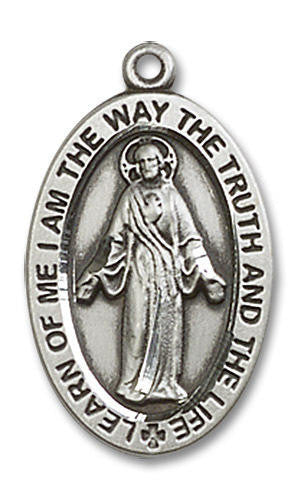 Scapular Medal - Sterling Silver Oval Pendant 2 Sizes