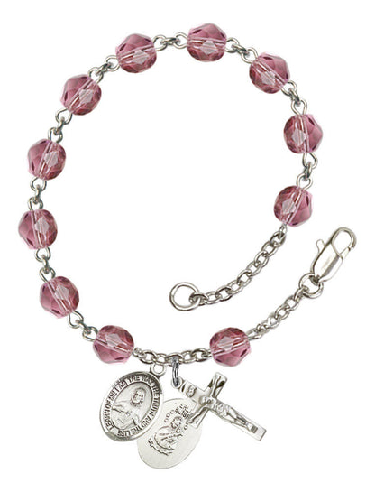 Scapular Rosary Bracelet With 6MM Fire Polished Beads RB6000AMS9098