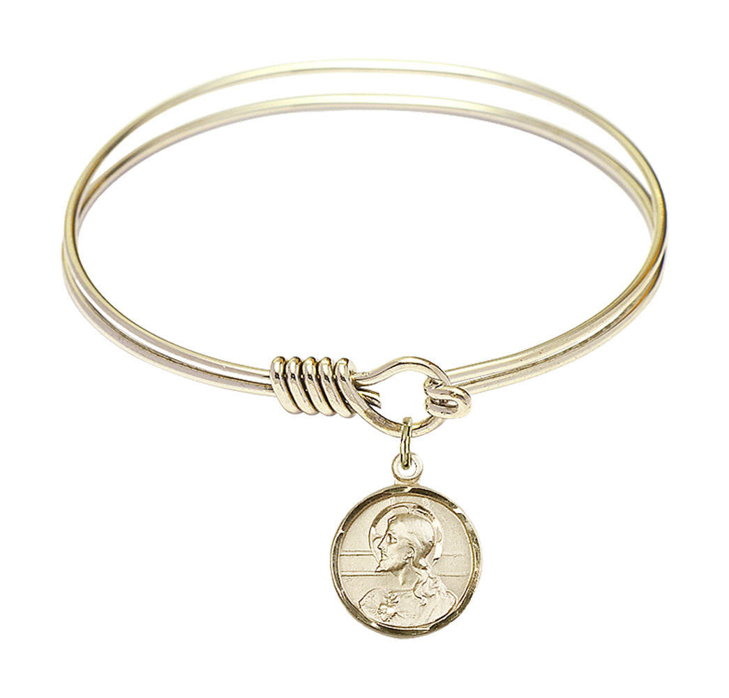 Scapular Round Eye Hook Bangle Bracelet - Gold-Filled Charm - 6.25 Inch 0601SGF