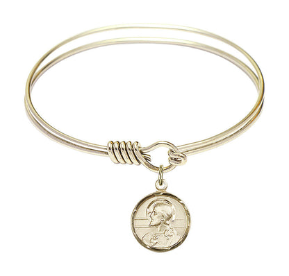 Scapular Round Eye Hook Bangle Bracelet - Gold-Filled Charm - 6.25 Inch 0601SGF