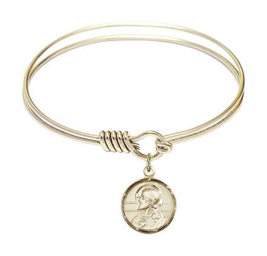 Scapular Round Eye Hook Bangle Bracelet - Gold-Filled Charm - 6.25 Inch  (0601SGF)
